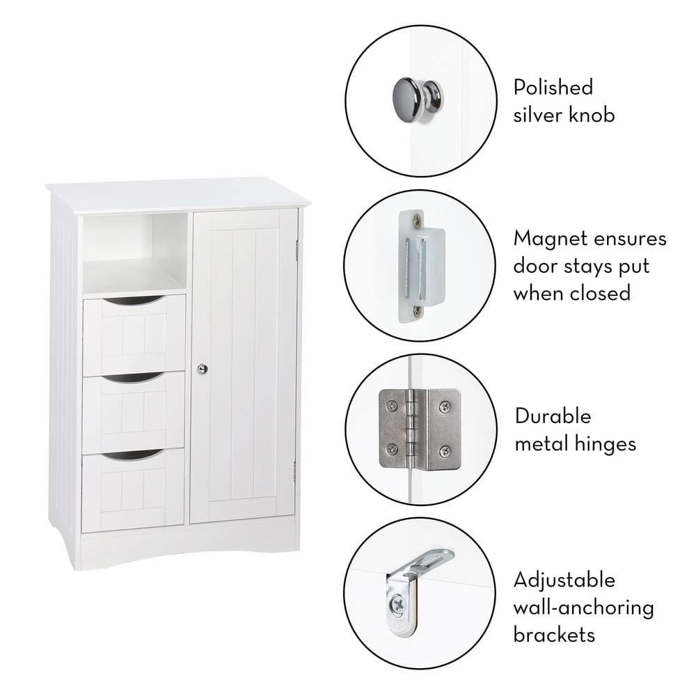 RiverRidge Home Ashland 22 in. W x 32 in. H Bathroom Linen Storage Floor Cabinet in White 4 RiverRidge Home Ashland 22 in. W x 32 in. H Bathroom Linen Storage Floor Cabinet in White - Image 2