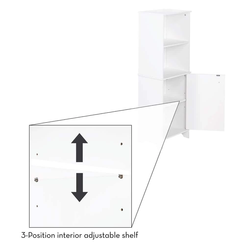 RiverRidge Home Medford Collection 15.75 in. W x 11.75 in. D x 46 in. H Tall Floor Cabinet in White 4 RiverRidge Home Medford Collection 15.75 in. W x 11.75 in. D x 46 in. H Tall Floor Cabinet in White - Image 2