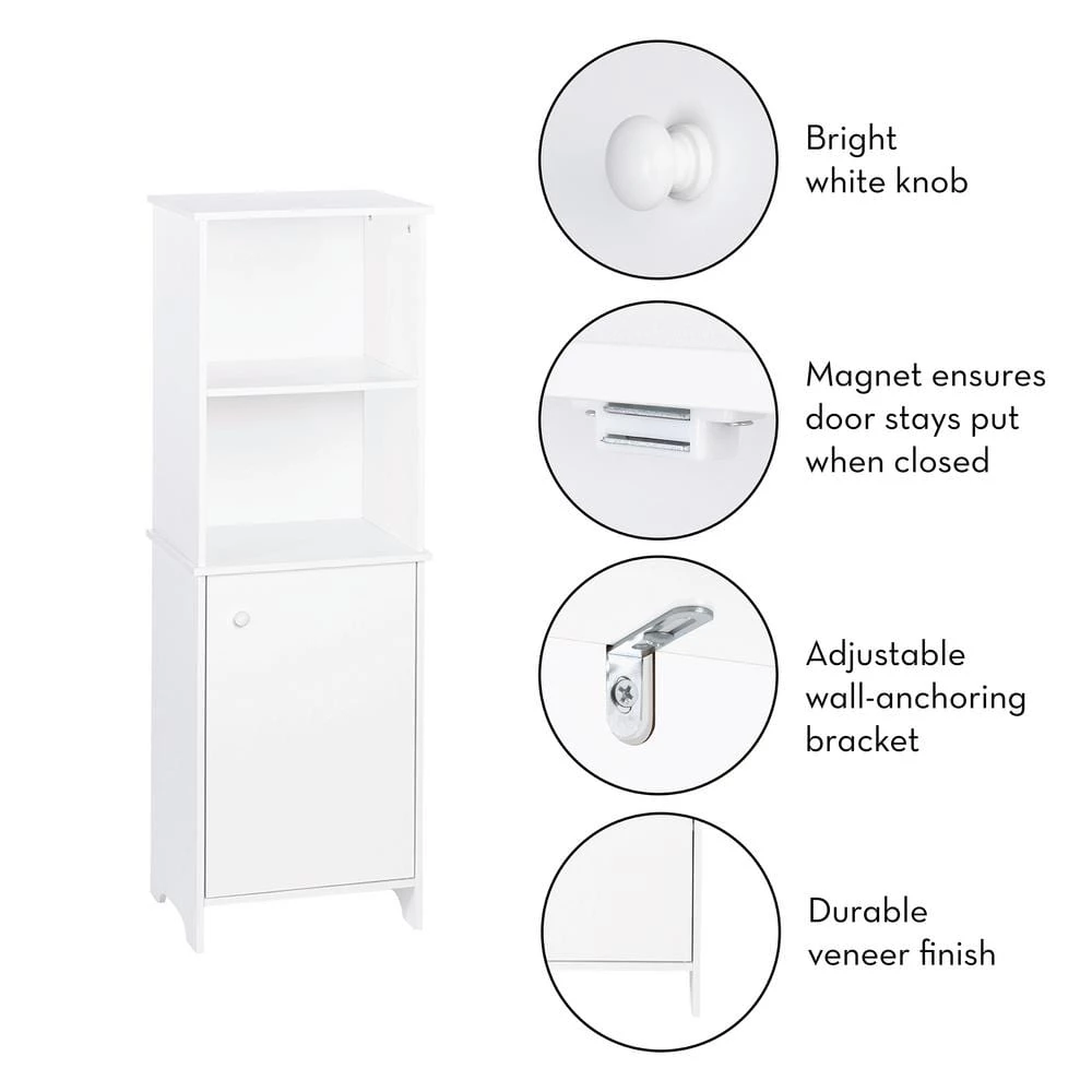 RiverRidge Home Medford Collection 15.75 in. W x 11.75 in. D x 46 in. H Tall Floor Cabinet in White 11 RiverRidge Home Medford Collection 15.75 in. W x 11.75 in. D x 46 in. H Tall Floor Cabinet in White - Image 9