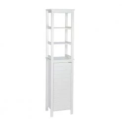 RiverRidge Home Madison 15.75 in. W x 11.8 in. D x 67 in. H Linen Tower with Open Shelves in White