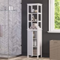 RiverRidge Home Madison 15.75 in. W x 11.8 in. D x 67 in. H Linen Tower with Open Shelves in White -Bathroom Cabinets Shop white riverridge home linen cabinets 06 108 c3 1000