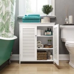 RiverRidge Home Ellsworth 28.44 in. W x 11.75 in. D x 32 in. H 2-Door Floor Cabinet in White -Bathroom Cabinets Shop white riverridge home linen cabinets 06 134 76 1000