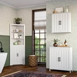 RiverRidge Home Monroe 27.25 in. W x 11 in. D x 29.88 in. H Floor Cabinet in White -Bathroom Cabinets Shop white riverridge home linen cabinets 06 183 1f 1000