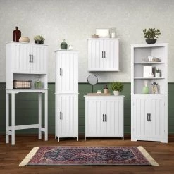 RiverRidge Home Monroe 27.25 in. W x 11 in. D x 29.88 in. H Floor Cabinet in White -Bathroom Cabinets Shop white riverridge home linen cabinets 06 183 44 1000