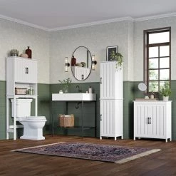 RiverRidge Home Monroe 27.25 in. W x 11 in. D x 29.88 in. H Floor Cabinet in White -Bathroom Cabinets Shop white riverridge home linen cabinets 06 183 4f 1000