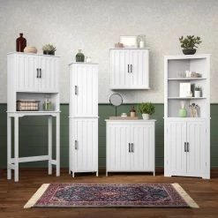 RiverRidge Home Monroe 14.75 in. W x 13.38 in. D x 60 in. H White Tall Cabinet -Bathroom Cabinets Shop white riverridge home linen cabinets 06 185 1f 1000