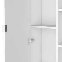 RST Brands Pinion 71 in. W x 21 in. D x 9 in. H White MDF Mid-Century Modern Bathroom Cabinet -Bathroom Cabinets Shop white rst brands linen cabinets sl lcab 3 wht 1f 1000