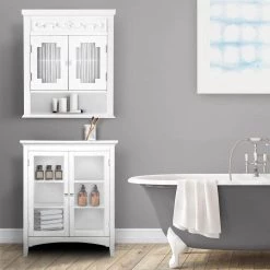 Teamson Home Drapery 21 in. W x 24-1/10 in. H x 7 in. D Bathroom Storage Wall Cabinet in White 8 Teamson Home Drapery 21 in. W x 24-1/10 in. H x 7 in. D Bathroom Storage Wall Cabinet in White -Bathroom Cabinets Shop white teamson home bathroom wall cabinets hd17015 4f 1000