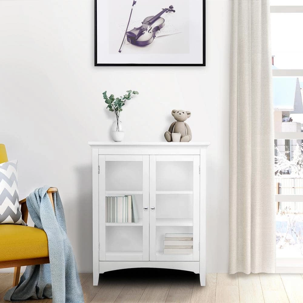 Teamson Home Wilshire 26 in. W x 32 in. H x 13 in. D 2-Door Bathroom Linen Storage Floor Cabinet in White 6 Teamson Home Wilshire 26 in. W x 32 in. H x 13 in. D 2-Door Bathroom Linen Storage Floor Cabinet in White - Image 4