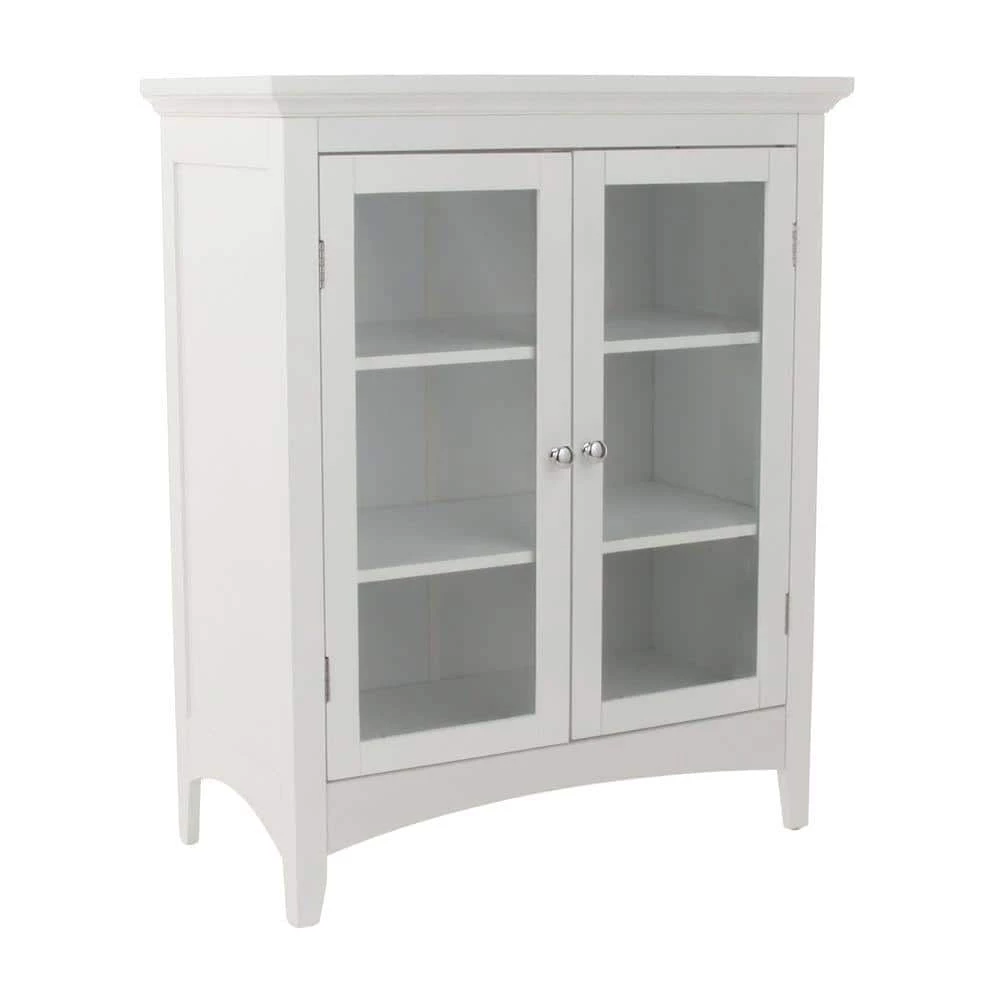 Teamson Home Wilshire 26 in. W x 32 in. H x 13 in. D 2-Door Bathroom Linen Storage Floor Cabinet in White 3 Teamson Home Wilshire 26 in. W x 32 in. H x 13 in. D 2-Door Bathroom Linen Storage Floor Cabinet in White