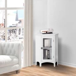 Teamson Home Wilshire 27-7/8 in. W x 32 in. H x 16-1/8 in. D Corner Bathroom Linen Storage Floor Cabinet in White -Bathroom Cabinets Shop white teamson home linen cabinets hd17077 44 1000