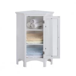 Teamson Home Wilshire 27-7/8 in. W x 32 in. H x 16-1/8 in. D Corner Bathroom Linen Storage Floor Cabinet in White -Bathroom Cabinets Shop white teamson home linen cabinets hd17077 4f 1000