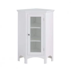 Teamson Home Wilshire 27-7/8 in. W x 32 in. H x 16-1/8 in. D Corner Bathroom Linen Storage Floor Cabinet in White