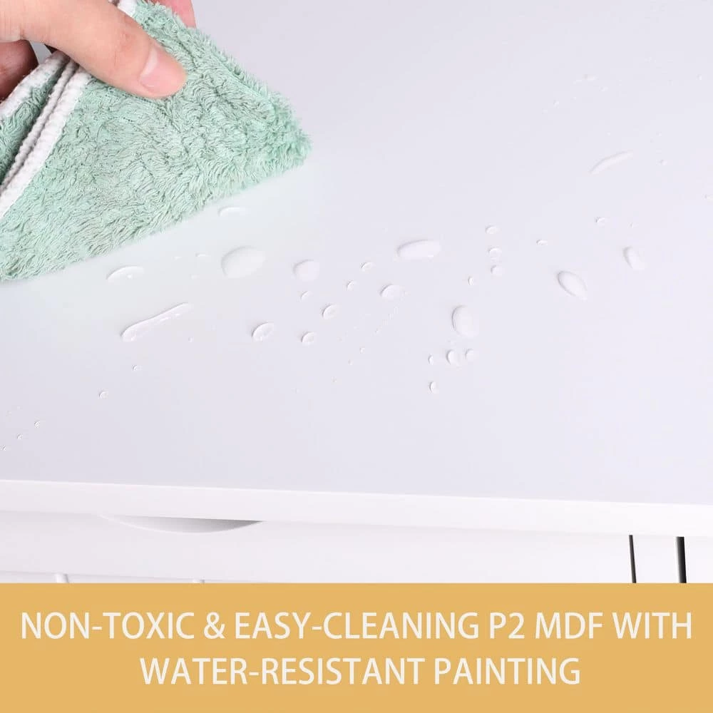 VEIKOUS 22.1 in. W x 11.8 in. D x 31.9 in. H Bathroom Linen Cabinets Floor Storage Cabinet with Drawers and Shelves in White 8 VEIKOUS 22.1 in. W x 11.8 in. D x 31.9 in. H Bathroom Linen Cabinets Floor Storage Cabinet with Drawers and Shelves in White - Image 6