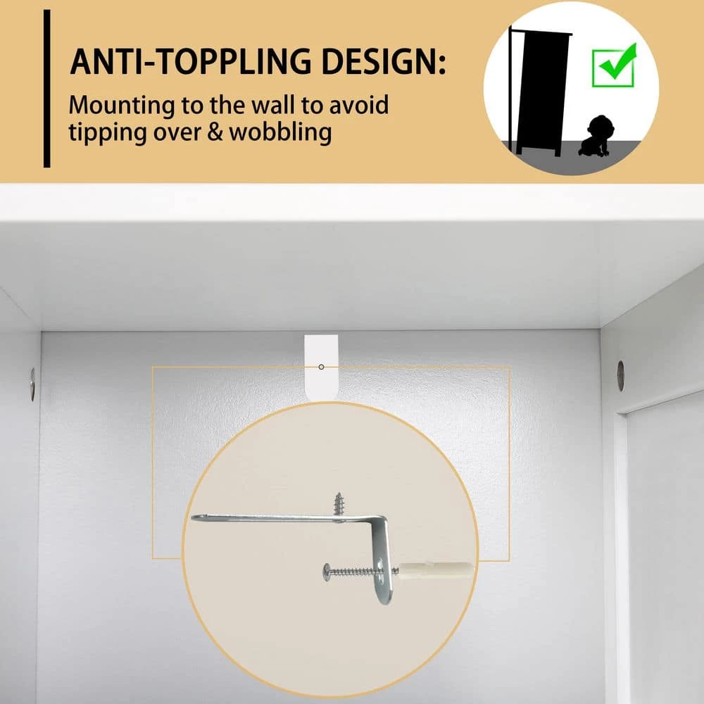 VEIKOUS 22.1 in. W x 11.8 in. D x 31.9 in. H Bathroom Linen Cabinets Floor Storage Cabinet with Drawers and Shelves in White 7 VEIKOUS 22.1 in. W x 11.8 in. D x 31.9 in. H Bathroom Linen Cabinets Floor Storage Cabinet with Drawers and Shelves in White - Image 5