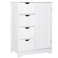 VEIKOUS 22.1 in. W x 11.8 in. D x 31.9 in. H Bathroom Linen Cabinets Floor Storage Cabinet with Drawers and Shelves in White