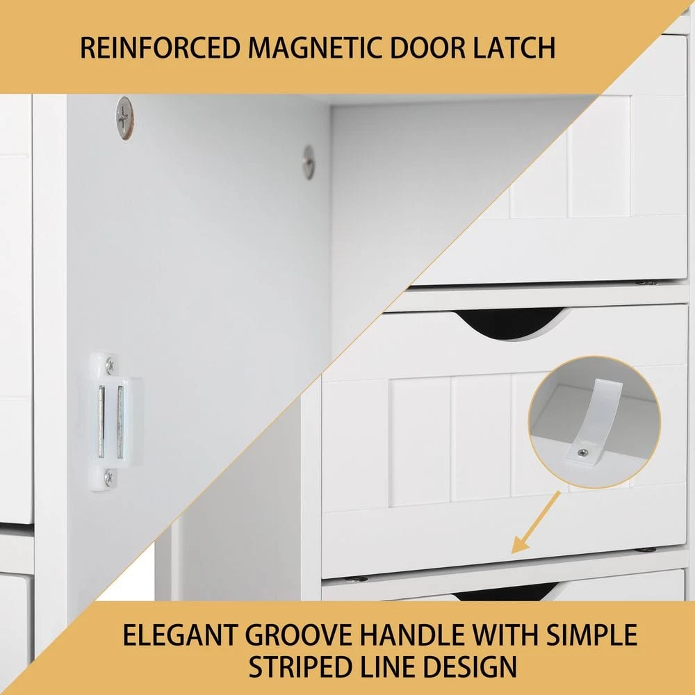 VEIKOUS 22.1 in. W x 11.8 in. D x 31.9 in. H Bathroom Linen Cabinets Floor Storage Cabinet with Drawers and Shelves in White 11 VEIKOUS 22.1 in. W x 11.8 in. D x 31.9 in. H Bathroom Linen Cabinets Floor Storage Cabinet with Drawers and Shelves in White - Image 9