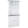 VEIKOUS 18 in. W x 35 in. D x 71 in. H Corner Linen Cabinet Storage with Adjustable Shelves and Glass Doors in White