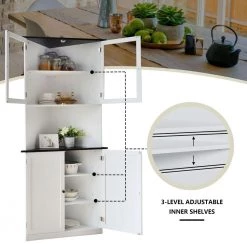 VEIKOUS 18 in. W x 35 in. D x 71 in. H Corner Linen Cabinet Storage with Adjustable Shelves and Glass Doors in White -Bathroom Cabinets Shop white veikous linen cabinets hp0109 01 3 77 1000