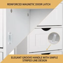 VEIKOUS 23.6 in. W x 11.8 in. D x 31.6 in. H Freestanding Linen Cabinet with Drawers and Shelves in White -Bathroom Cabinets Shop white veikous linen cabinets hp0904 01wh 1 76 1000