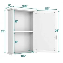 WELLFOR 13.5 in. W x 6 in. D x 21 in. H Bathroom Wall Cabinet with Single Mirror Door in White -Bathroom Cabinets Shop white wellfor bathroom wall cabinets hw hwy 65846wh 4f 1000