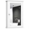 WELLFOR 13.5 in. W x 6 in. D x 21 in. H Bathroom Wall Cabinet with Single Mirror Door in White