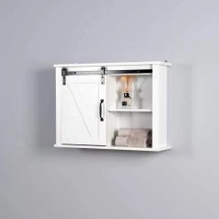 Whatseaso 27.16 in. W x 7.80 in. D x 19.68 in. H MDF Bathroom Wall Cabinet with 2 Adjustable Shelves in White -Bathroom Cabinets Shop white whatseaso bathroom wall cabinets l bs110500606 66 1000