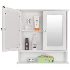 Whatseaso 22 in. W x 5.1 in. D x 22.8 in. H Double Door Mirror Indoor White Bathroom Wall Mounted Cabinet Shelf -Bathroom Cabinets Shop white whatseaso bathroom wall cabinets lnn sy110503652 1f 1000