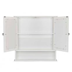 Whatseaso 22 in. W x 5.1 in. D x 22.8 in. H Double Door Mirror Indoor White Bathroom Wall Mounted Cabinet Shelf -Bathroom Cabinets Shop white whatseaso bathroom wall cabinets lnn sy110503652 76 1000