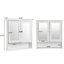 Whatseaso 22 in. W x 5.1 in. D x 22.8 in. H Double Door Mirror Indoor White Bathroom Wall Mounted Cabinet Shelf -Bathroom Cabinets Shop white whatseaso bathroom wall cabinets lnn sy110503652 fa 1000