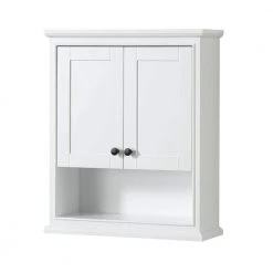 Wyndham Collection Deborah 25 in. W x 9 in. D x 30 in. H Bathroom Storage Wall Cabinet in White