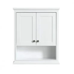 Wyndham Collection Deborah 25 in. W x 30 in. H x 9 in. D Bathroom Storage Wall Cabinet in White -Bathroom Cabinets Shop white with polished chrome trim wyndham collection bathroom wall cabinets wcs2020wcwh 4f 1000