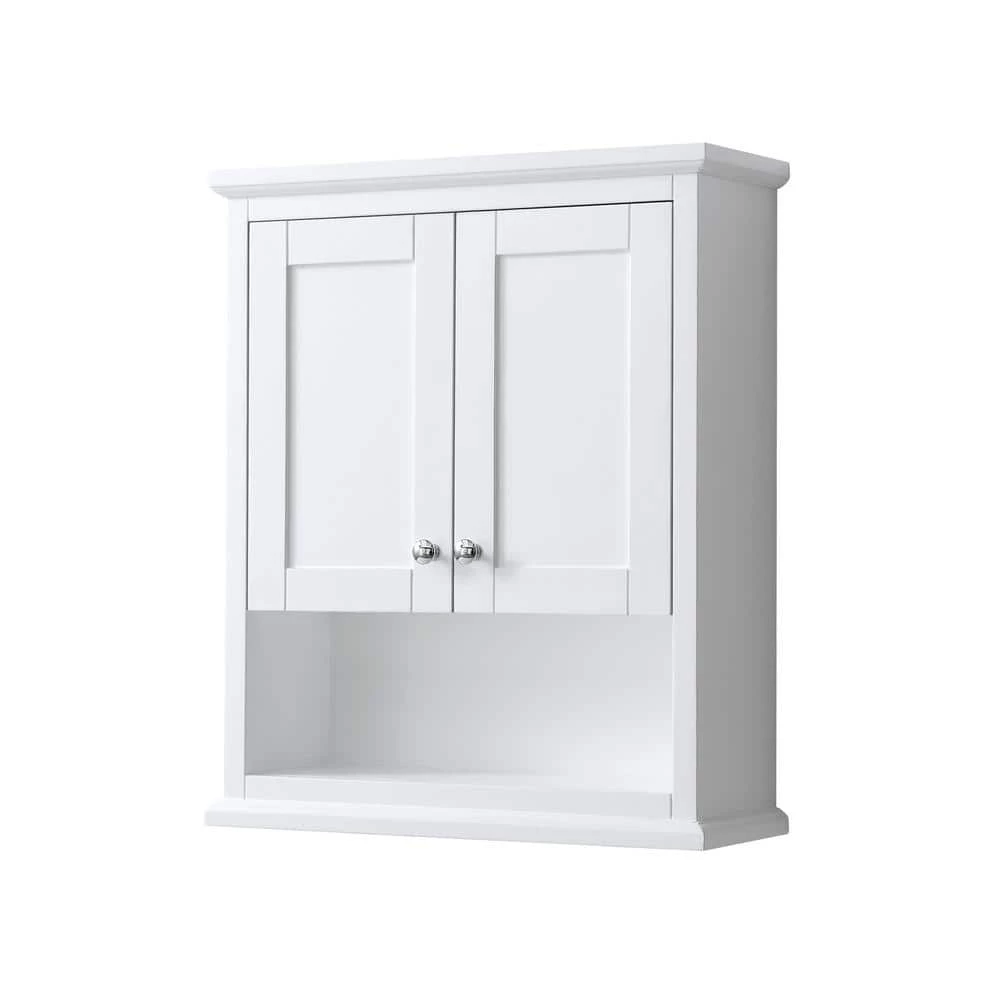 Wyndham Collection Avery 25 in. W Bathroom Storage Wall Cabinet in White 3 Wyndham Collection Avery 25 in. W Bathroom Storage Wall Cabinet in White